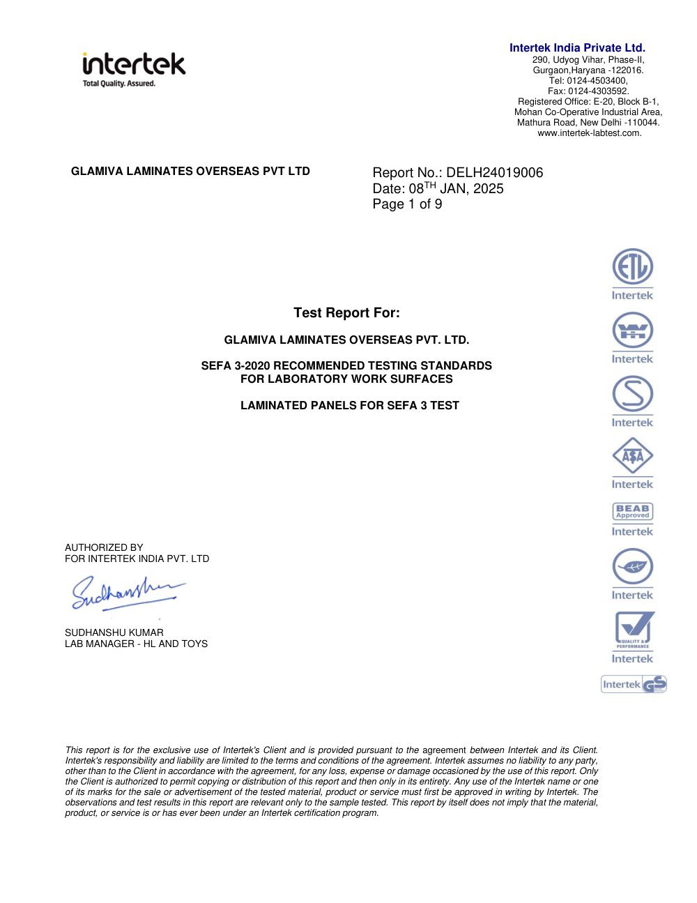 SEFA 3-2020 — Model 8811-LS certificate